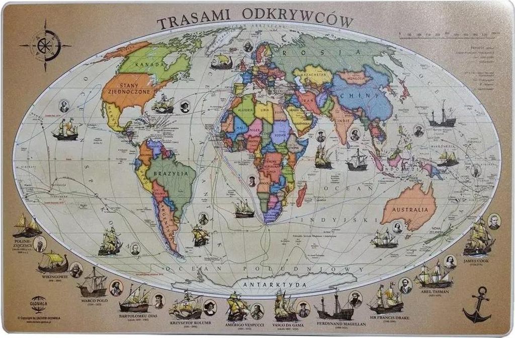 Podkładka mapa trasami odkrywców