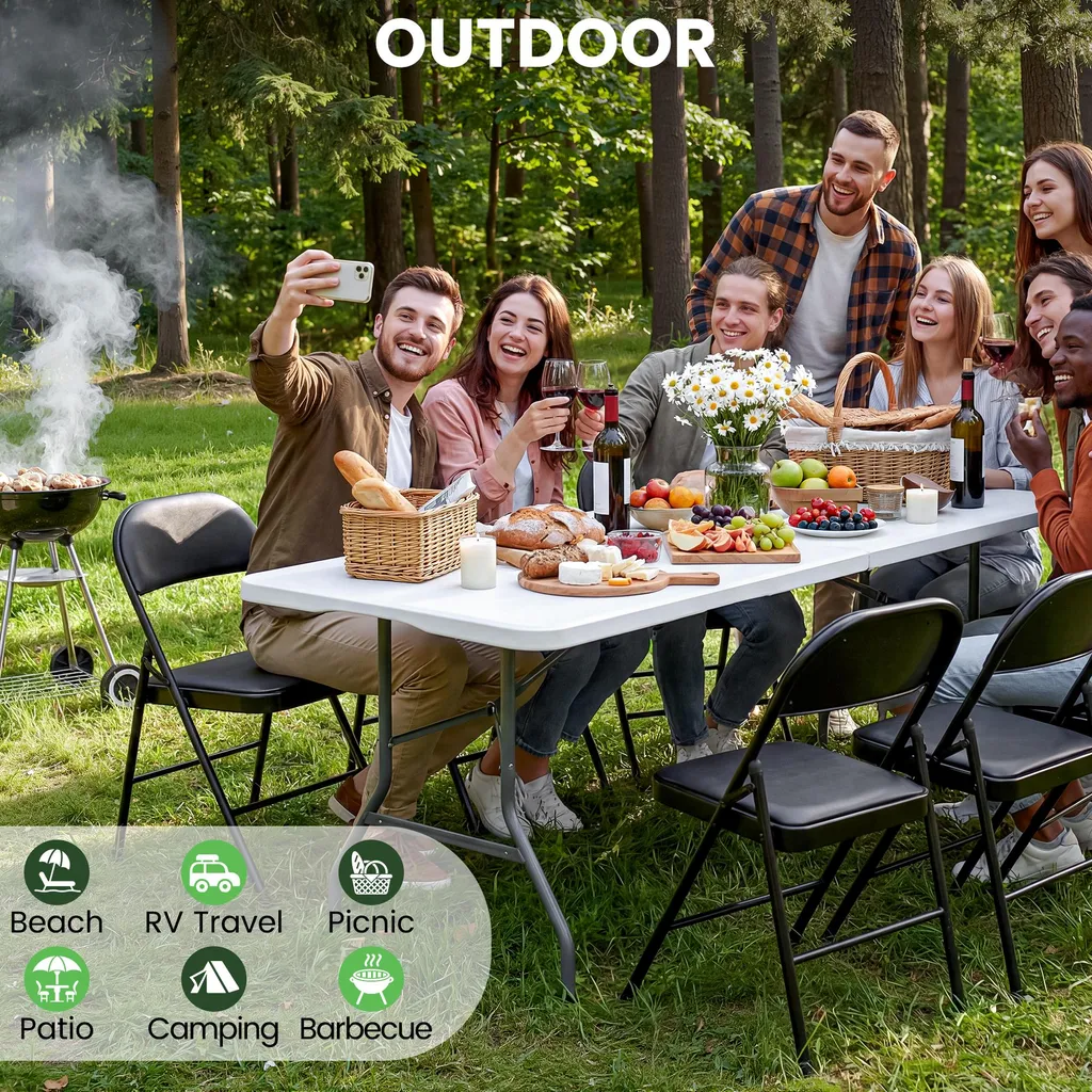 Table de camping pliable robuste et imperméable blanche avec poignée xDays - 4