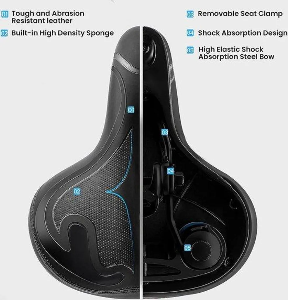 Coussin de selle ergonomique pour vélo et home trainer grand confort noir