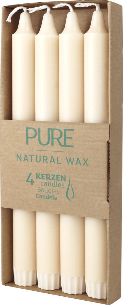 PURE Wachskerzen Stabkerzen Creme Sahara 4 St umweltfreundlich, 4 Stück