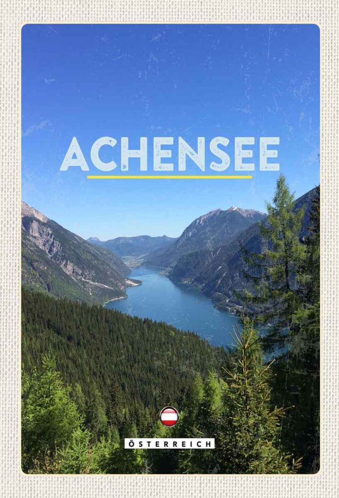vianmo Holzschild 30x20 cm Achensee Österreich Familie Wanderung Bildmotiv Reisemotiv Abenteuer Reisen