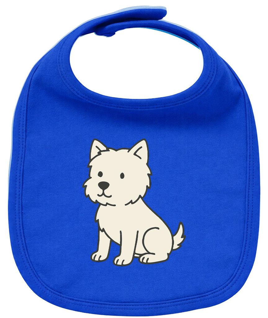 Huuraa Baby Lätzchen West Highland White Terrier Comic Westie Royal Blue Klettverschluss Baumwolle Latz Geschenkidee