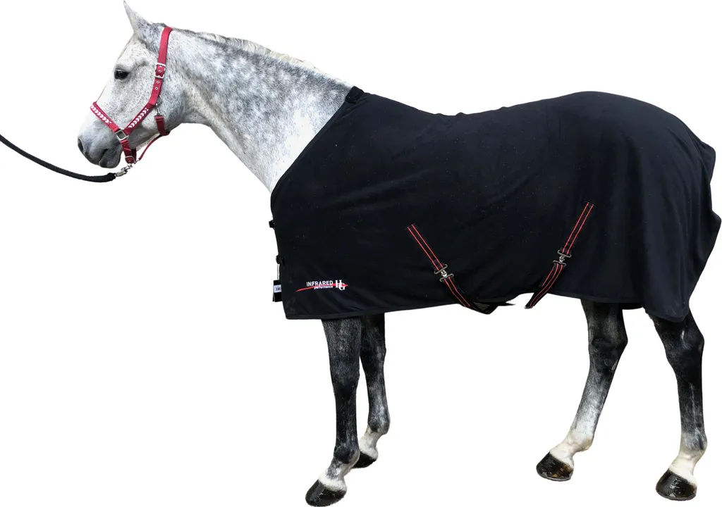 Couverture d'essuyage Infrarouge pour Cheval en Polaire Noire 145cm