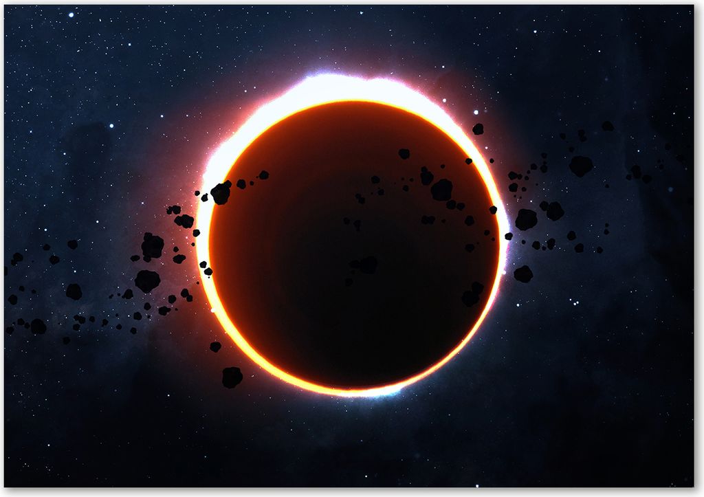 Tulup Leinwandbild - 100x70 cm - Wandkunst - Drucke auf Leinwand - Leinwanddruck - Weltall & Science-Fiction - Orange - Sonnenfinsternis
