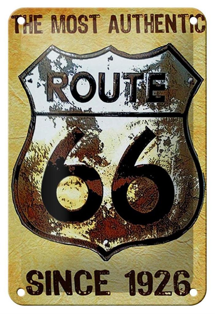 Blechschild Retro 12x18cm Wappen Route 66 since 1926 USA