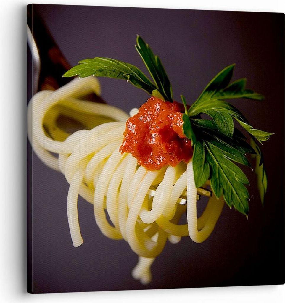 Bild auf Leinwand - Leinwandbild - Italien pasta spaghetti - 30x30cm - Wand Bild - Wanddeko - Leinwanddruck - Bilder - Kunstdruck - Wanddekoration ...