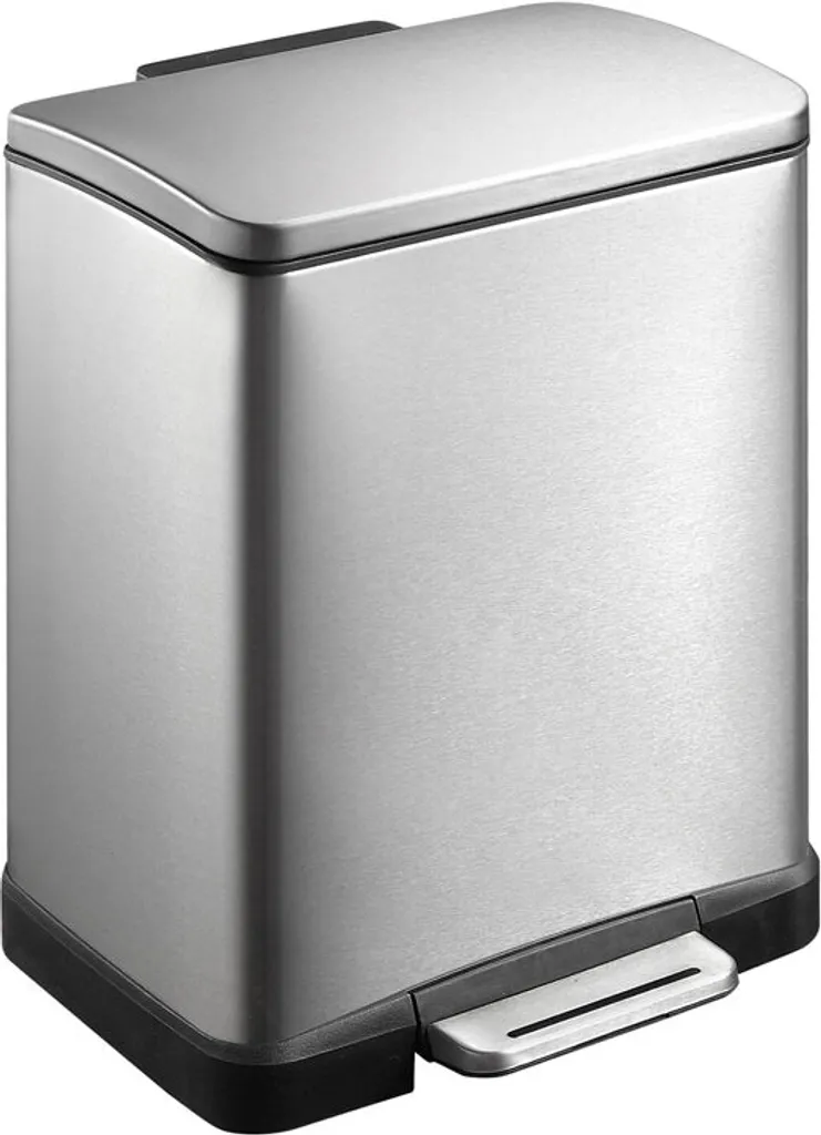 Poubelle à pédale rectangulaire 20L EKO en inox mat anti-traces