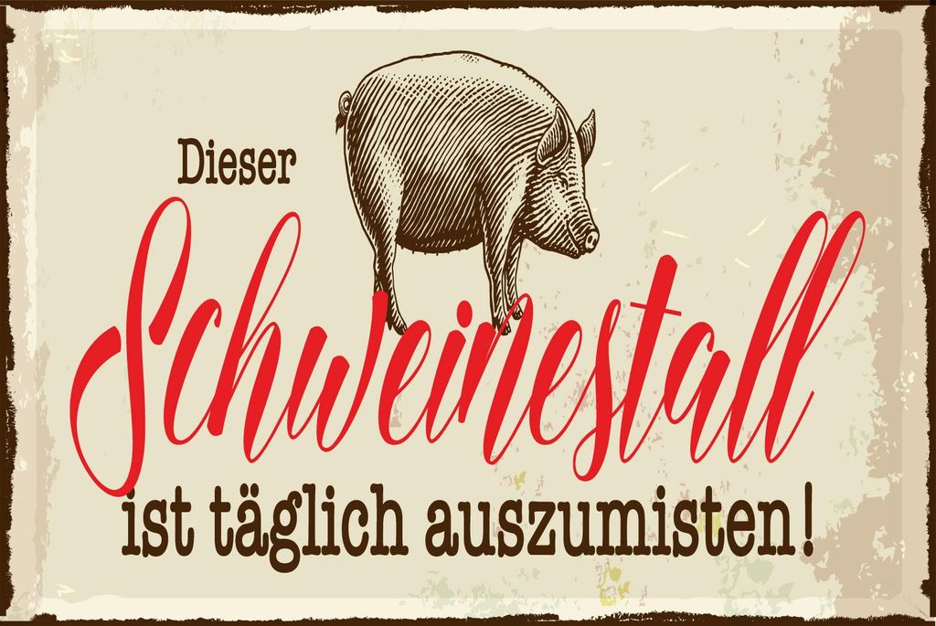 vianmo Holzschild 12x18 cm Dieser Schweinestall ist täglich auszumisten