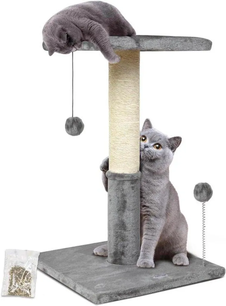 Poteau à griffer pour chat d'appartement, sisal robuste 66 cm gris clair