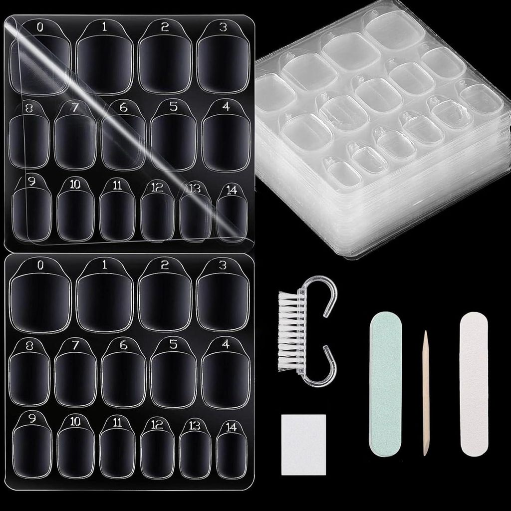 Selbstklebende Nagel-Schablonen Set, 0,3mm Dick, Wasserfest, mit Nagelpflege-Werkzeuge, 10 Stück