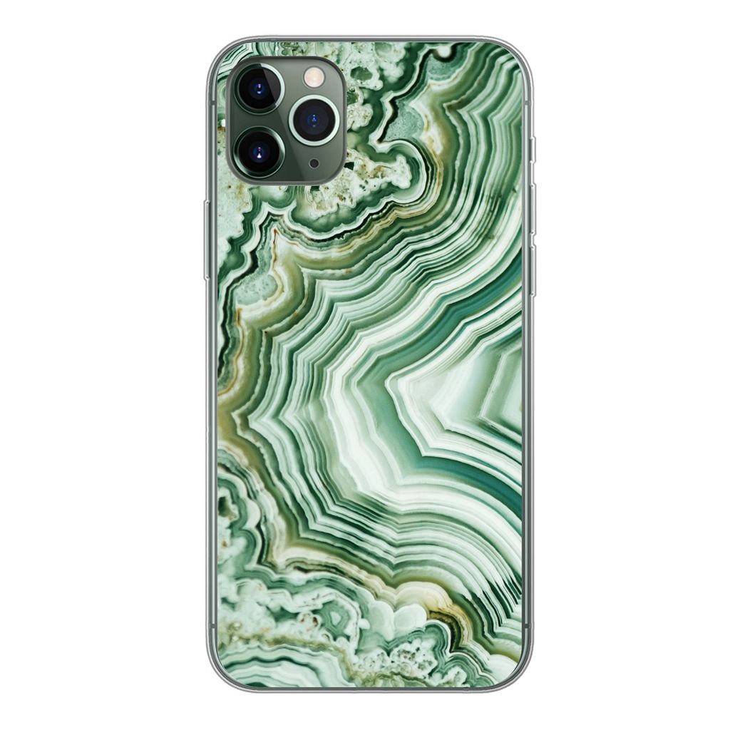 MuchoWow Handyhülle Schutzhülle Hülle für iPhone 11 Pro Max Natursteine - Grün - Gesteine und Mineralien Silikon Softcase Handy Hülle - Schutz