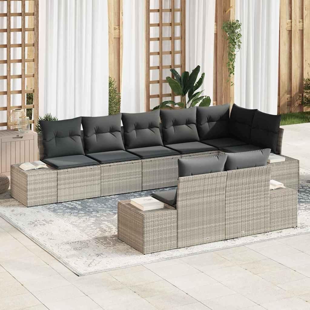 Maison Exclusive - Gartensofa-set mit Speicher 8 pcs Hellgrau Poly Rattan