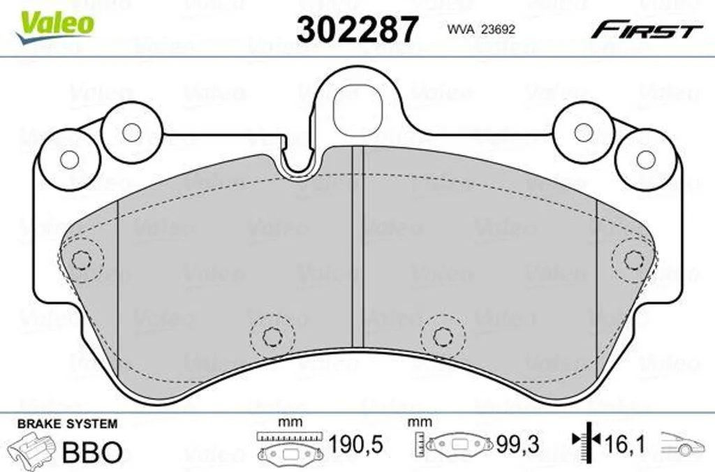Plaquettes de frein haute performance VALEO pour Cayenne et Touareg OE