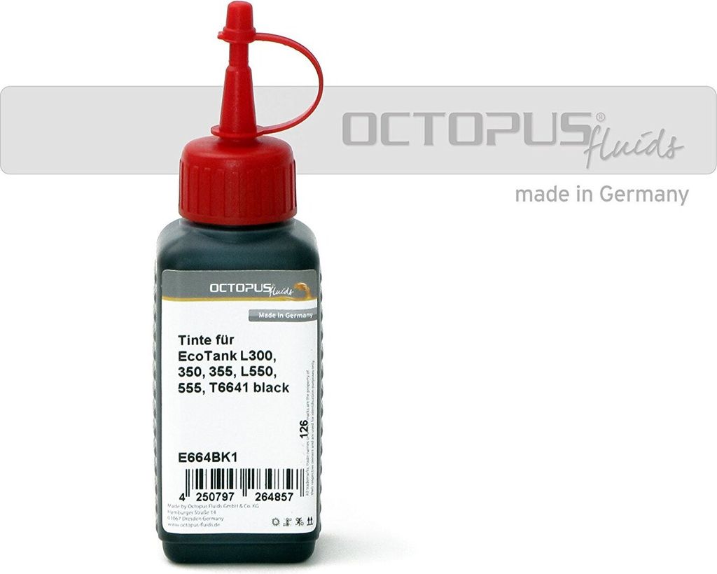 Tinte, Ink f. Epson EcoTank L300, L355, L555 Drucker, T6641 schwarz