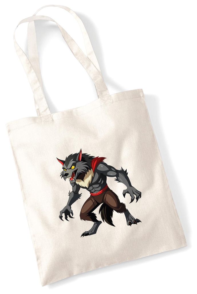 Huuraa Jutebeutel Werwolf Fabelwesen 10 Liter Natural Baumwolle Tasche Geschenkidee