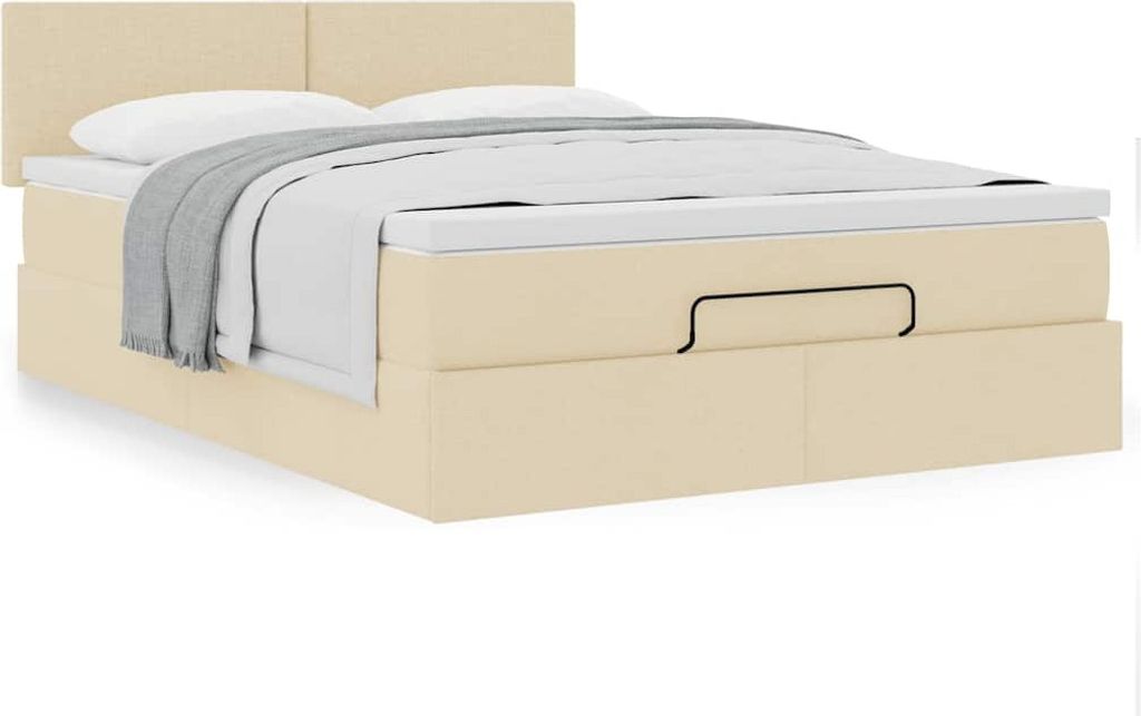 Schlichtes Bettgestell - CLORIS - Ottoman-Bett mit Matratze Creme 140x200 cm Stoff - Klassische Betten Design 2024 5227