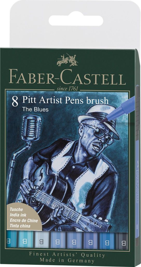 FABER-CASTELL Tuschest. Pitt Artist Pen Blues 8er Produktbild 