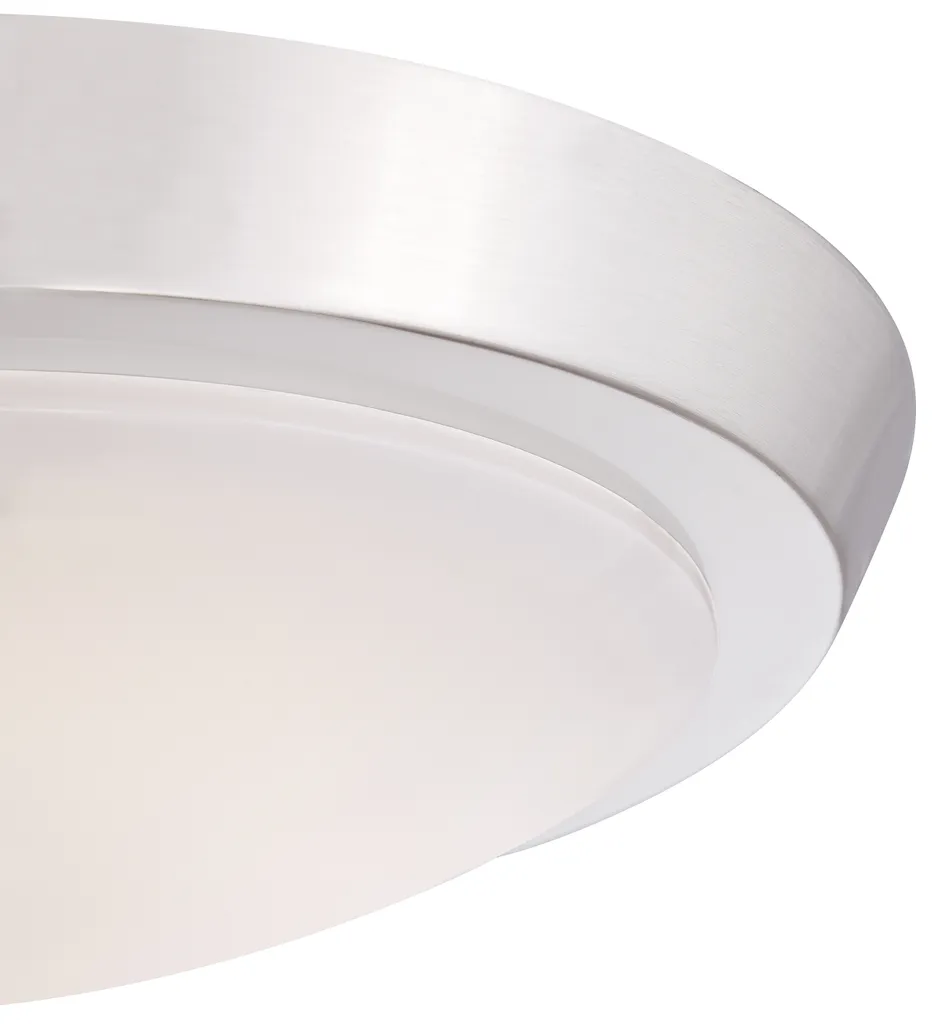 Plafonnier LED dimmable 28cm nickel brossé avec diffuseur acrylique