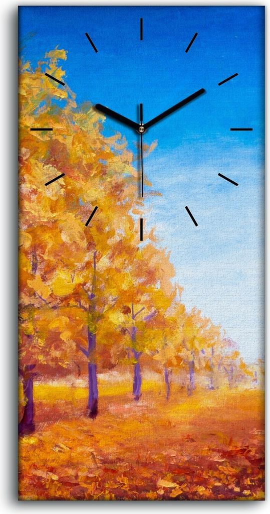 Küchenuhr Bürouhr Leinwand Uhr 30x60 Foto Herbst Textur Landschafts Malerei - schwarze Hände