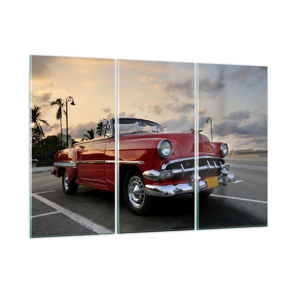 Bilder auf glas - Auto Kuba Himmel - 165x110cm - Glasbilder - Wandbilder - Kunstdruck - zum Aufhängen bereit - Wanddekoration aus Glas - Glas Bild...