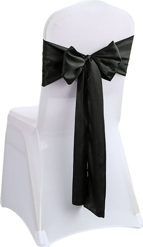 CANDeal 10-teiliges Set Satin Stuhl Schärpen Bögen für Hochzeit Empfang- Universal Stuhl Back Tie Supplies, keine Stuhlabdeckungen(Schwarz)