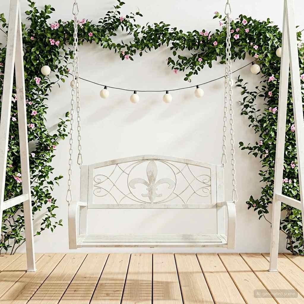 Möbel Schaukelbank Stahl 71,5 x 59 x 55 cm Antik Weiß - Hollywoodschaukeln CC2519