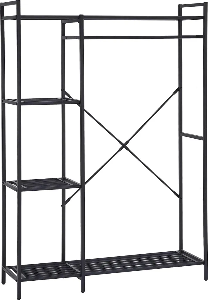 Dressing ouvert Marek en métal noir 120cm pour chambre ou entrée loft