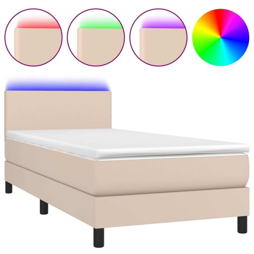 Boxspringbett mit Matratze & LED Cappuccino-Braun 80x200cm
