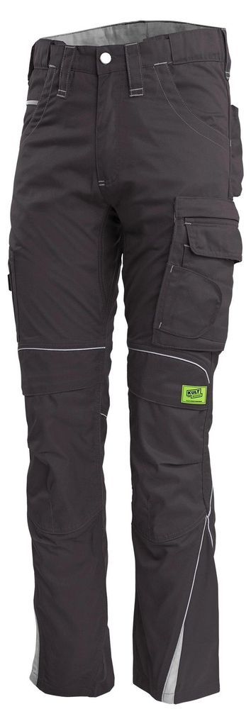 TMG Kult Worker Herren-Arbeitshose mit Cordura-Kniepolstertaschen Grün/Grau, 52, grau