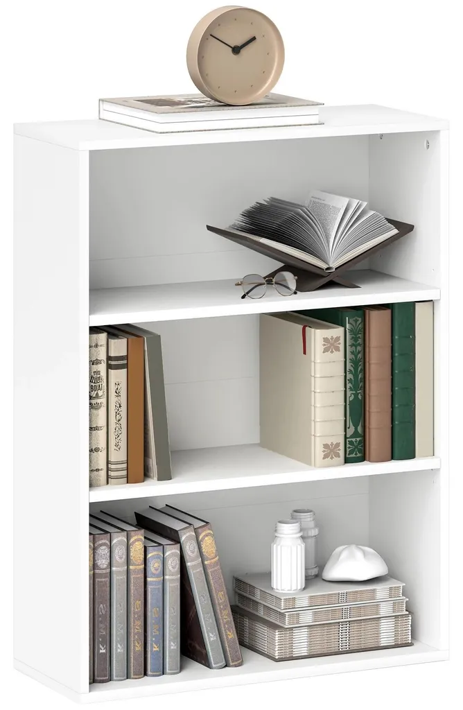 Petite bibliothèque sur pied blanche en bois avec étagères amovibles