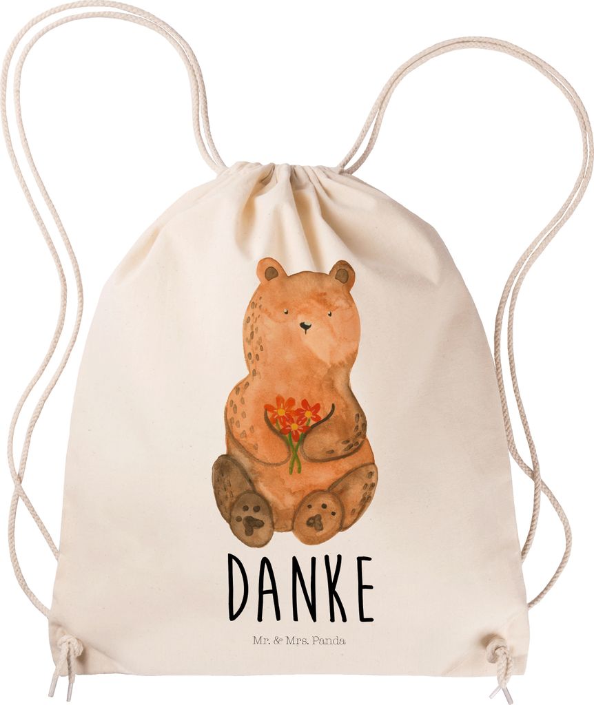 Mr. & Mrs. Panda Jutebeutel Bär Dankbar - Transparent - Geschenk, Fitness Tasche, Danke, Teddy, wander rucksack, Dankeschön, Beutel, Kleiner, gym...