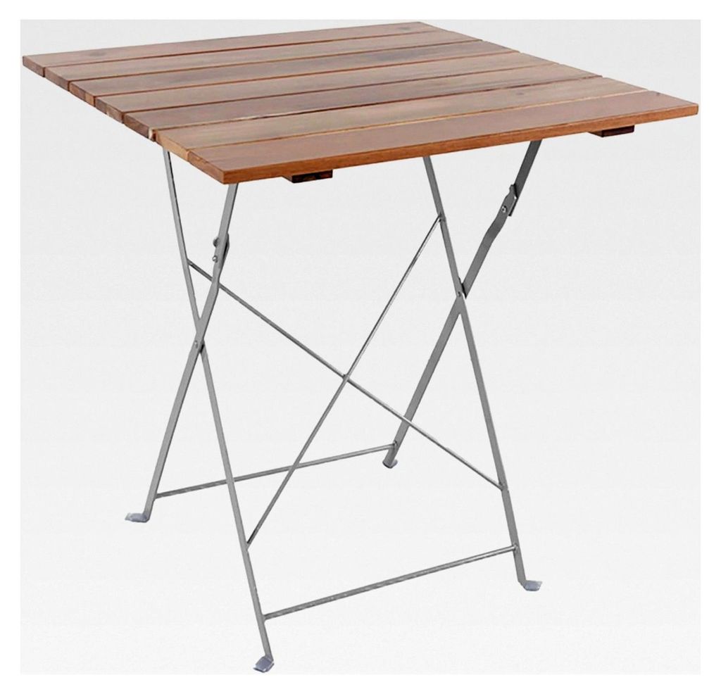 Klapptisch Biergartentisch Gartentisch aus Akazie und pulverbeschichtetem Stahl 70x70cm