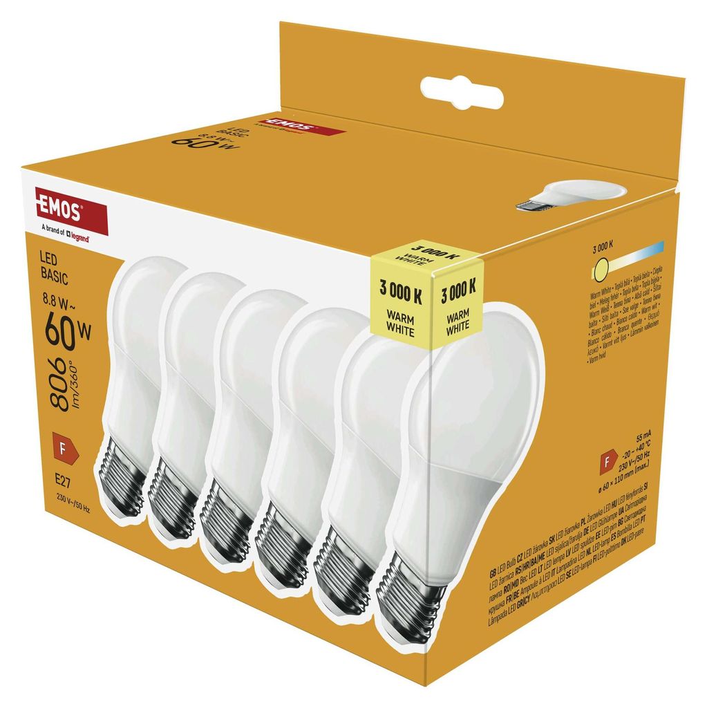 LED Lampe Basic A60 / E27 / 8,8 W (60 W) / 806 lm / Warmweiß