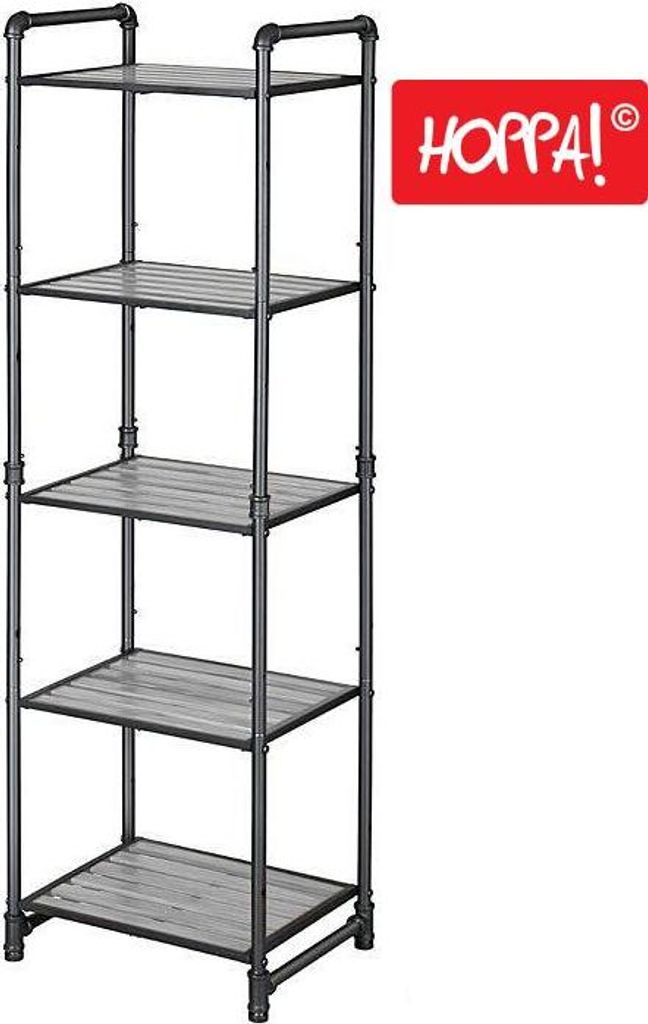 Hoppa! | Lagerregal | Braun/Schwarz – 5-stöckig – 40x30x130