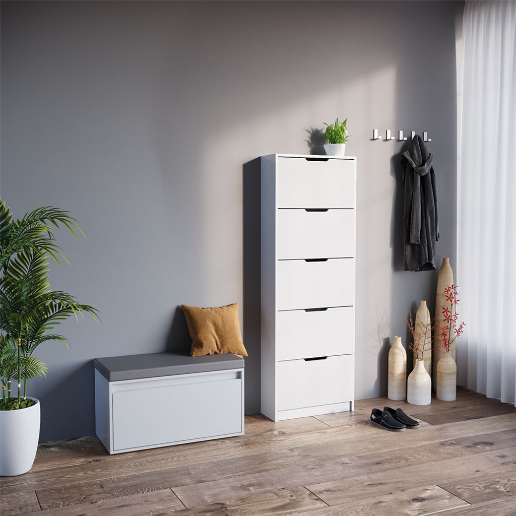 Schuhkipper Vicco Luca Weiß 2 Teile, mit Sitzbank, Model 41630