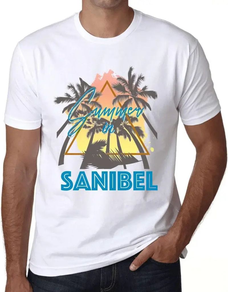 Herren Grafik T-Shirt Palmen Sonnenschein Sommer auf Sanibel – Palm, Sunshine, Summer In Sanibel – Öko-Verantwortlich Vintage Jahrgang Kurzarm...