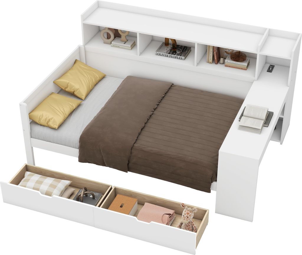 MODFU Schlafsofa Tagesbett 90x200cm mit Nachttischablage Produktbild 9