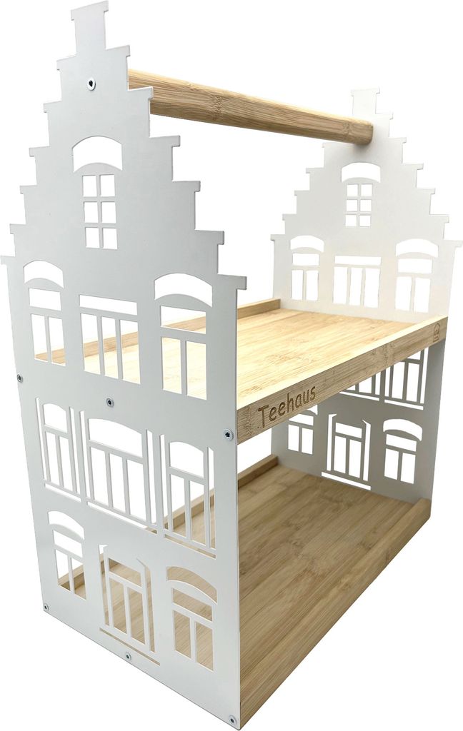UNUS Etagere Teehaus 2 Etagen mit Griff Serviertablett aus Holz und Metall