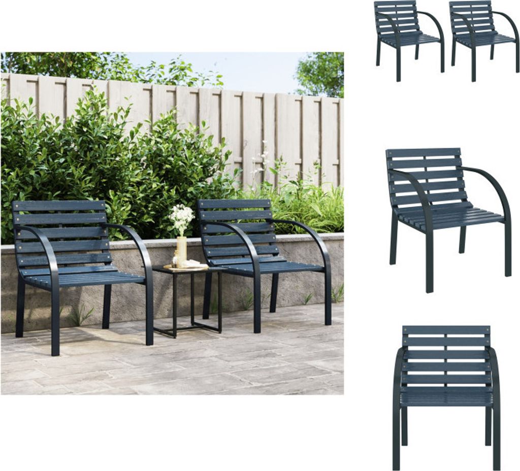 vidaXL Gartenstühle 2 Stk. Grau Holz -  Gartenstühle Produktbild 