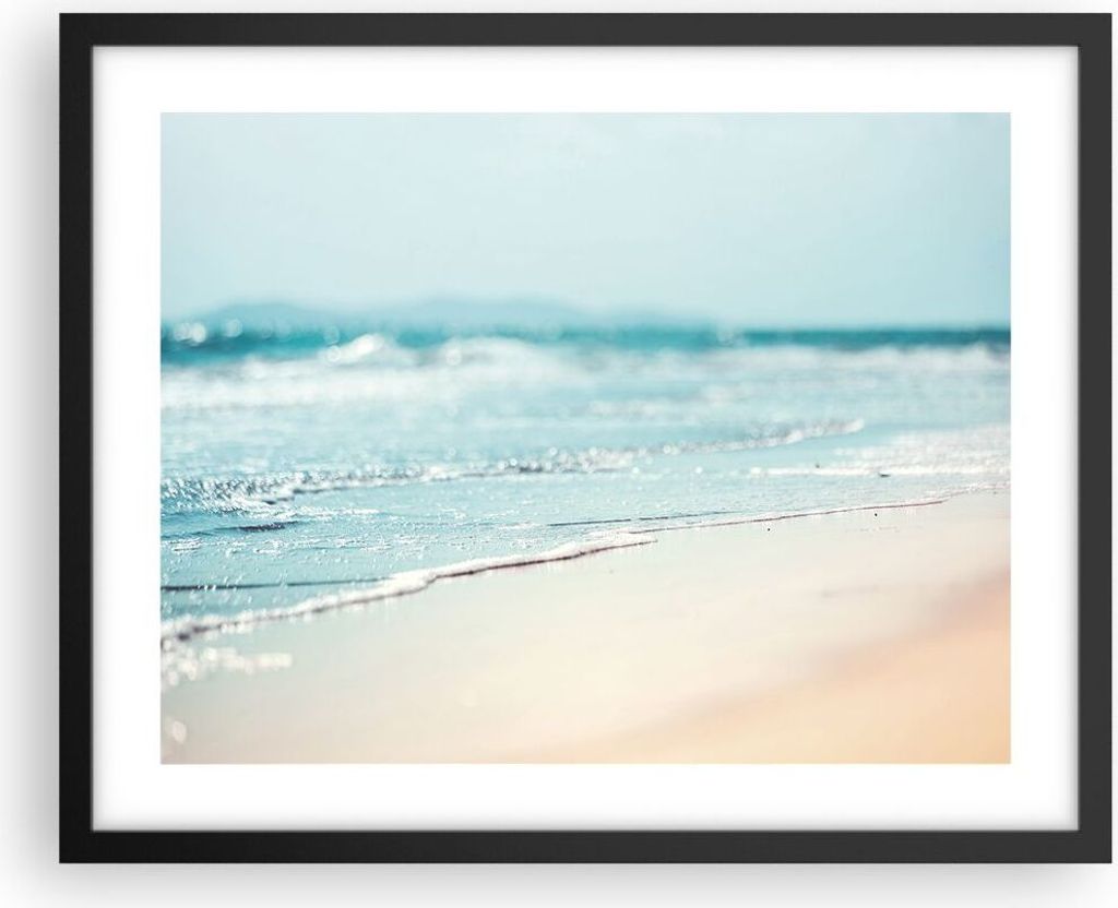 Gerahmtes Poster - Schwarzer Rahmen - Kante Welle Wasser - 50x40 cm - Wand Bild - Wanddeko - Wandbilder - Kunstposter - Wandposter - Bilderrahmen -...