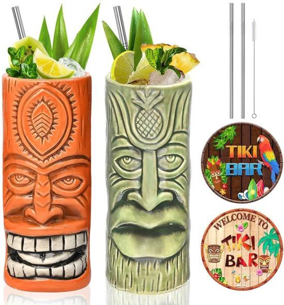 Mug cocktail céramique Hawaiian Party 400ml avec détails sculptés main