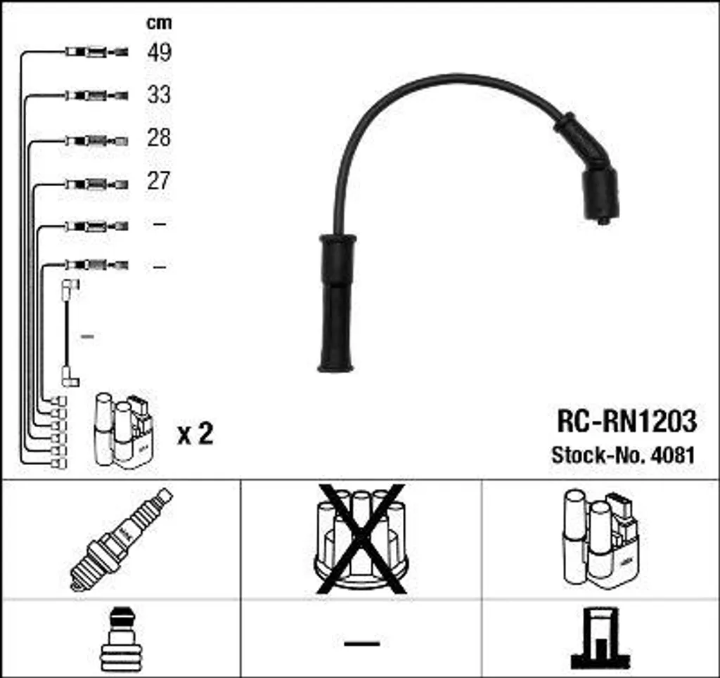 Set Cavi Accensione NGK 4081 Compatibile Renault Clio Megane Kangoo