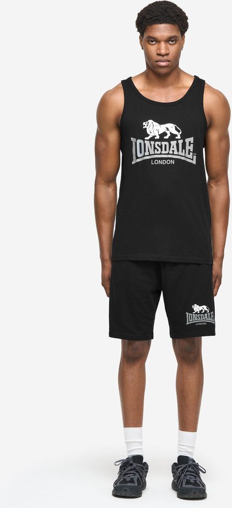 Herren Singlet & Shorts Set normale Passform POLMOOD Black/Grey/White XL Lonsdale
