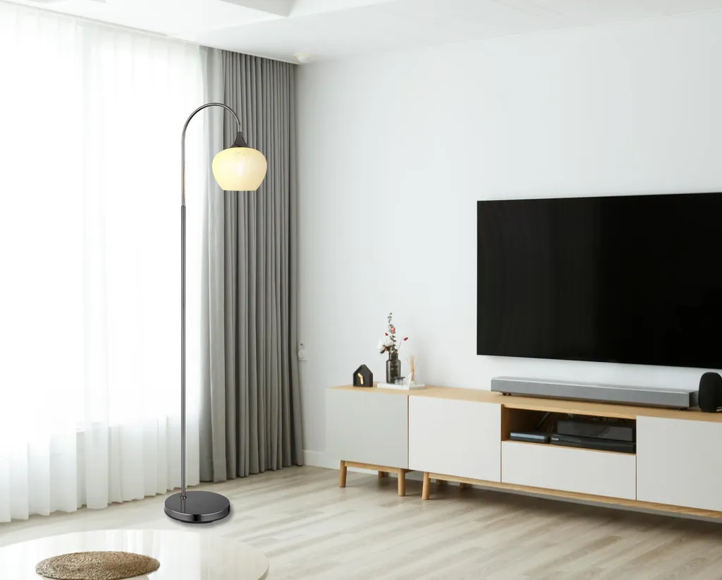 Lampadaire de lecture noir et chrome E27 idéal pour coin canapé et bureau