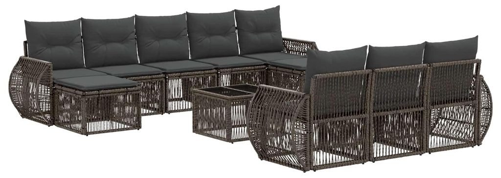 vidaXL Gartensofa-set 11 pcs Grau und Dunkelgrau Poly-Rattan
