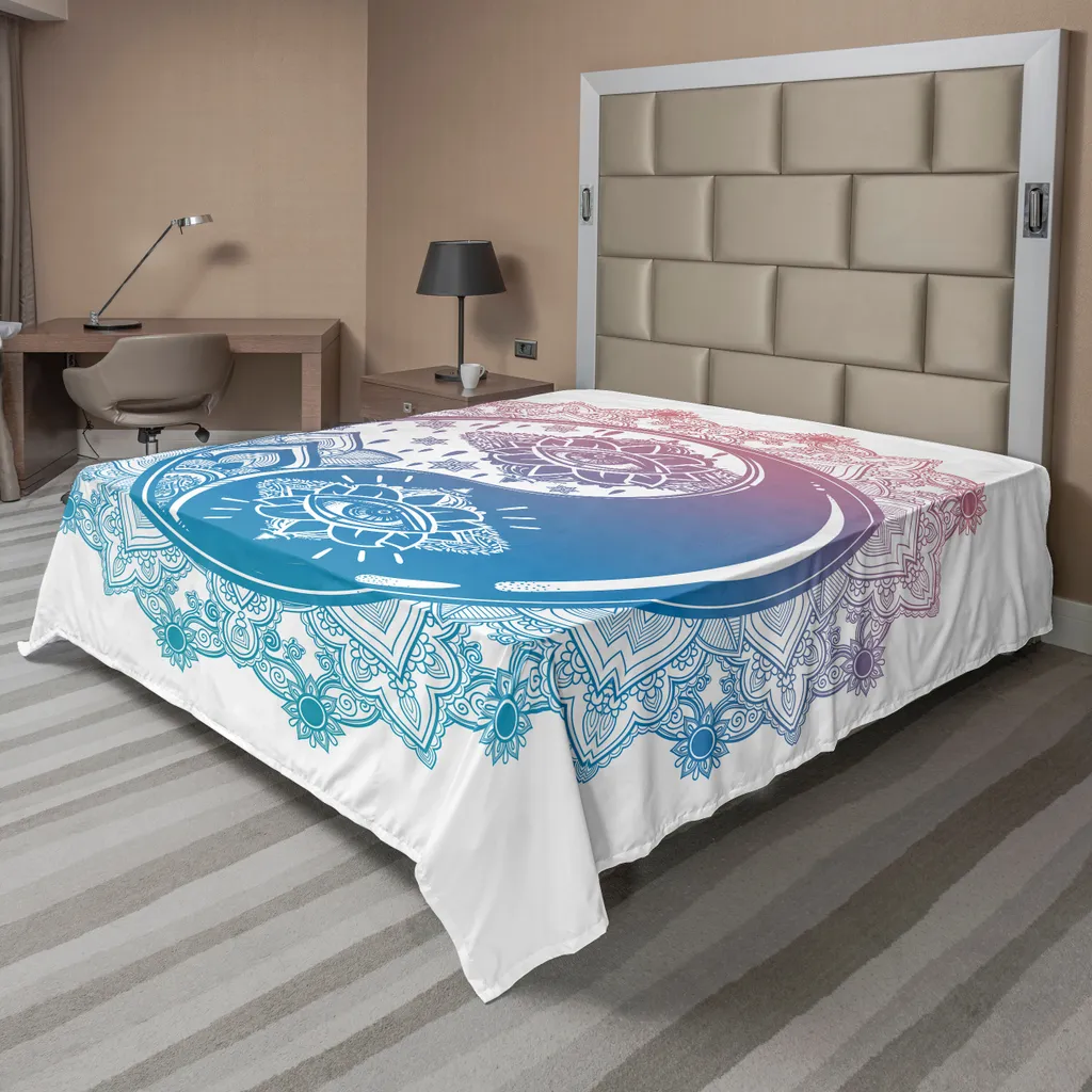 Drap de lit sans plis motif Ying Yang pour un sommeil paisible et doux