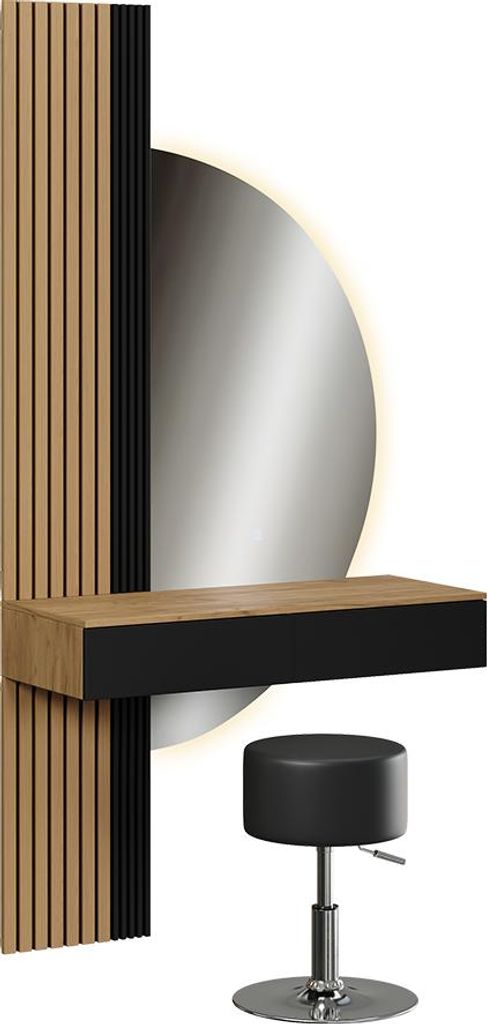 Schminktisch Vicco Melina Eiche/Schwarz 100 cm mit Produktbild 
