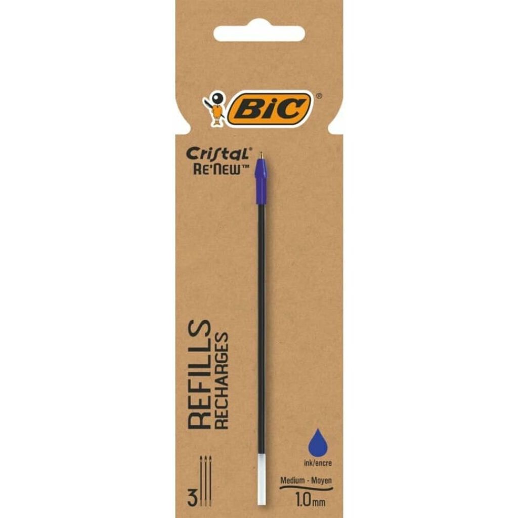 BIC 503838 3 Cristal Re'New Kugelschreiberminen M blau Zdjęcie produktu 