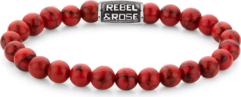 Bracelet Red Delight Vintage Rebel & Rose RR-80099-V en Pierres Naturelles 19cm