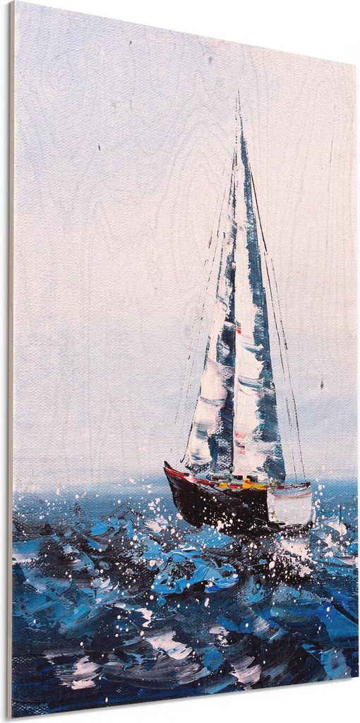DEQORI Holzbild 40x60 cm 'Im Spiel der Wellen' Bild auf Holz Wandbild Kunstdruck